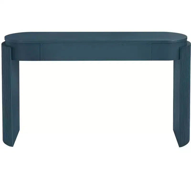 Merax Modern Oval-Top Console Table with Fluted Curved Legs & Dual Hidden Drawers