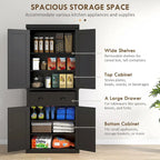 Armoire de rangement de garde-manger de cuisine de 72 pouces, armoire traditionnelle autoportante avec 4 portes et 3 étagères réglables, grand tiroir central