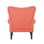 Erommy moderne accentstoel, fauteuil met hoge rugleuning, gestoffeerde stoffen fauteuil met knopen en houten poten voor de woonkamer