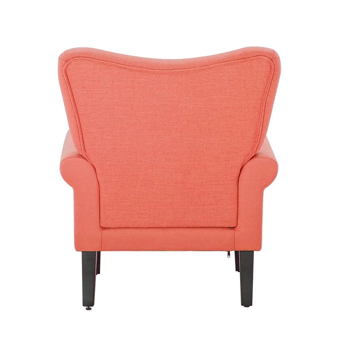 Erommy moderne accentstoel, fauteuil met hoge rugleuning, gestoffeerde stoffen fauteuil met knopen en houten poten voor de woonkamer