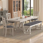 VECELO Esszimmerstühle aus Massivholz mit Sitzfläche aus Leinenstoff, Esszimmerstuhl-Set mit 2/4/6 Stühlen