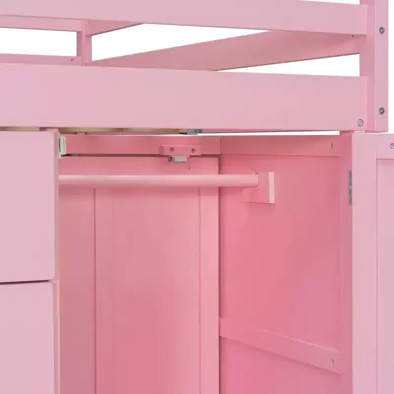 Lit superposé deux places sur deux places avec armoire de rangement et tiroirs, lit superposé en bois deux places gain de place avec barrière de sécurité pour appartement et chambre