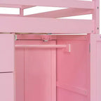 Lit superposé deux places sur deux places avec armoire de rangement et tiroirs, lit superposé en bois deux places gain de place avec barrière de sécurité pour appartement et chambre