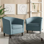 Ensemble de 2 fauteuils club modernes en lin, style tonneau