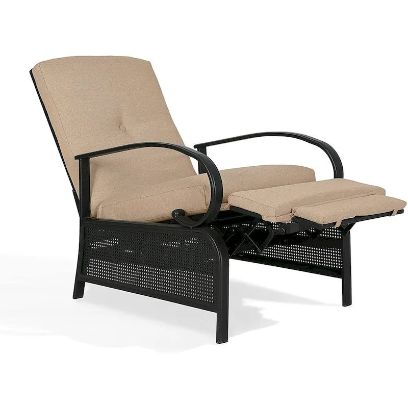 Fauteuil inclinable réglable de salon pour extérieur avec coussin - 38 (P) x 26.5 (L) x 38.5 (H) POUCES