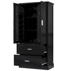 Armoire haute de rangement pour salle de bains, avec deux portes et tiroirs, étagère réglable, panneau MDF