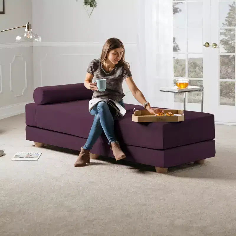 Tagesbett / ausklappbares Schlafsofa in Queen-Size – Microvelours