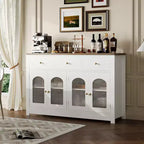 Opbergkast van 55 inch, smal buffet- en dressoirkast met 3 laden en 4 deuren voor keuken, eetkamer en woonkamer