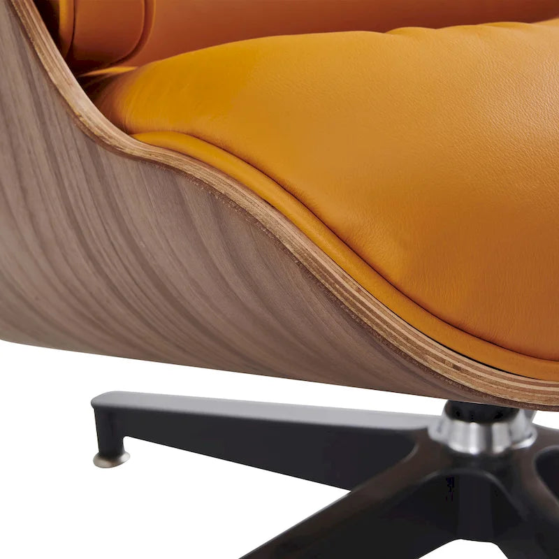 Leren loungefauteuil in mid-century-modern stijl, relaxfauteuil