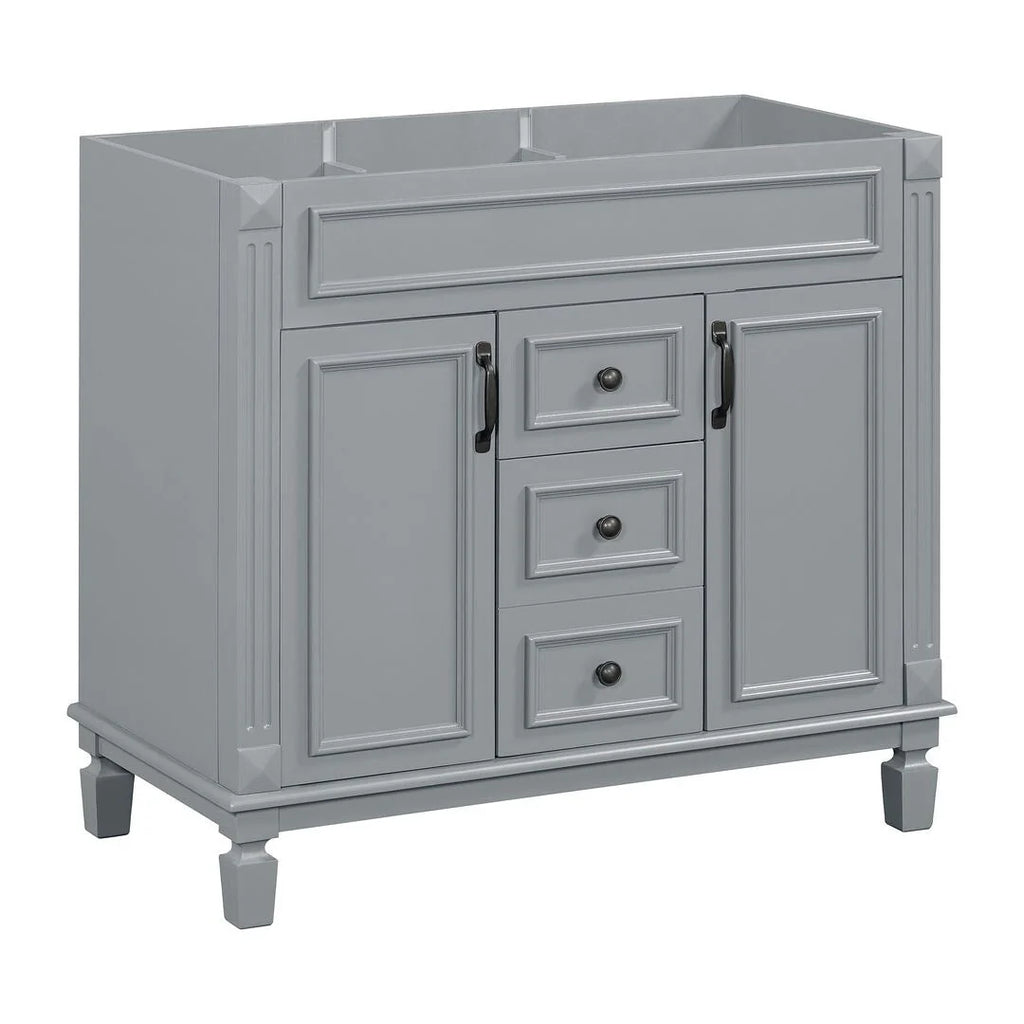 Meuble-lavabo moderne de salle de bains de 36 po avec vasque sur plan, armoire à miroir, 2 portes et 2 tiroirs