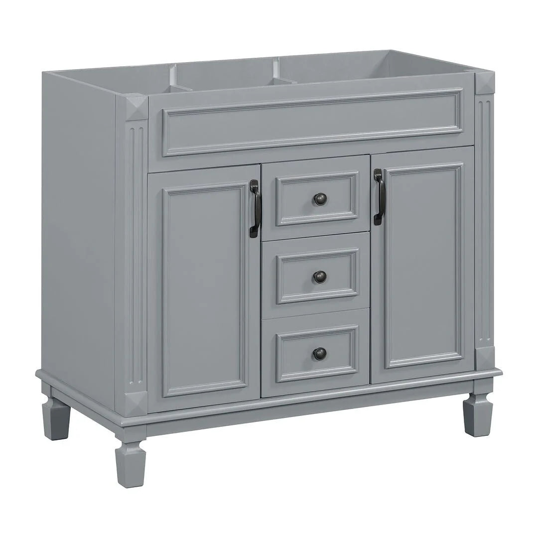 Meuble-lavabo moderne de salle de bains de 36 po avec vasque sur plan, armoire à miroir, 2 portes et 2 tiroirs