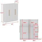 Modern Freestanding Solid Wood Wardrobe Closet With Storage Shelves