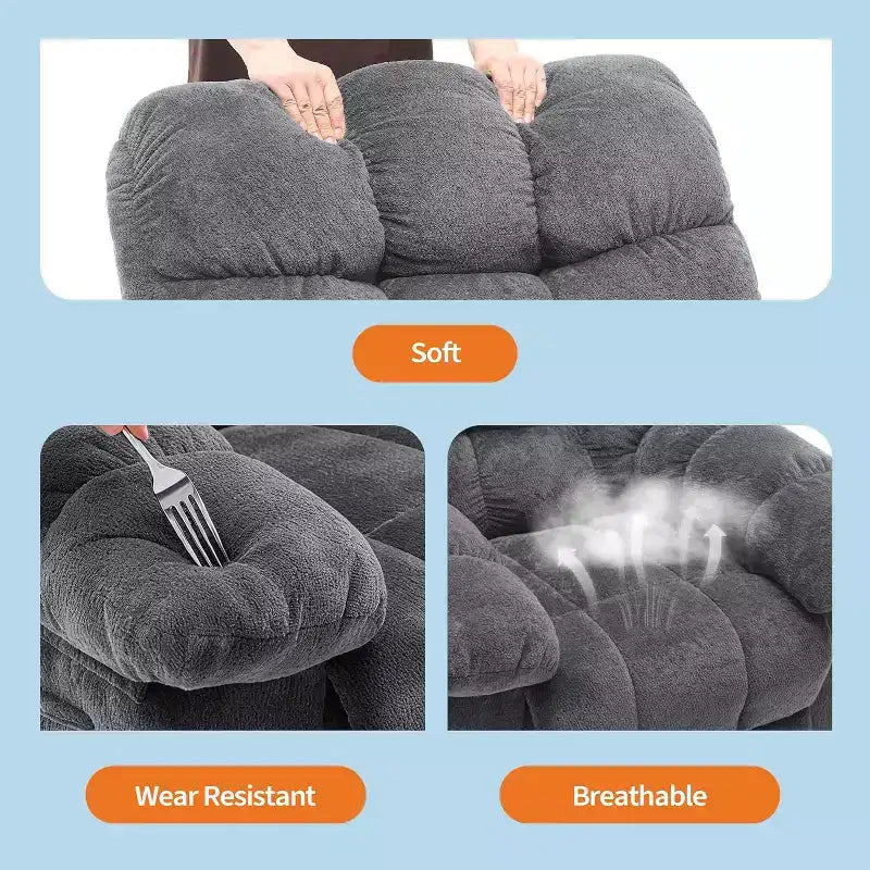 Manueller Relaxsessel, ergonomischer Relaxsessel aus atmungsaktivem Stoff mit Seitentaschen, Einzelsessel, geeignet für Wohnzimmer und Schlafzimmer