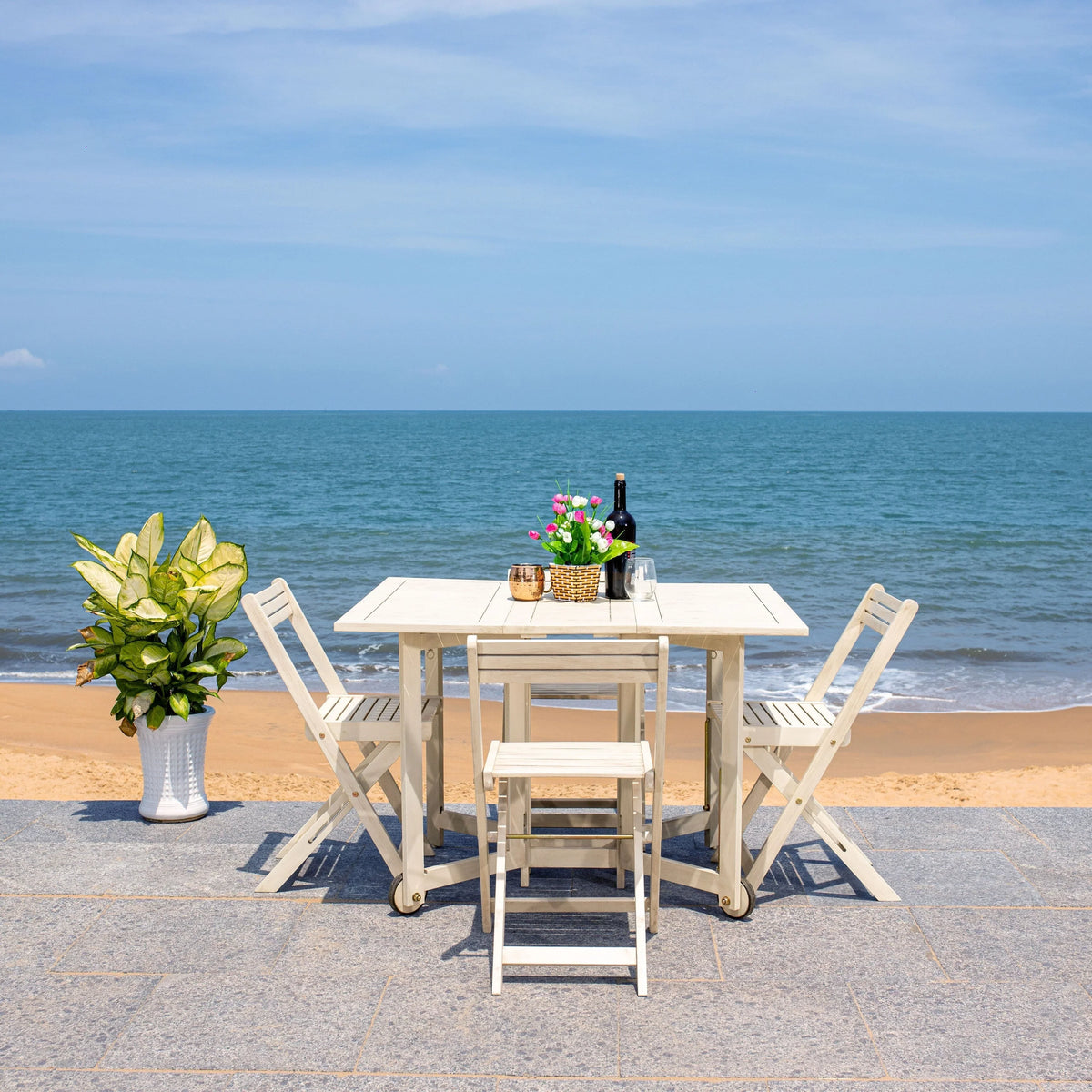 SAFAVIEH Brandy 5-teiliges Outdoor-Esszimmerset – 43 B x 35 T x 29 H