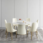 53 Round Dining Table for 6 with Sintered Stone Tabletop and Lazy Susan