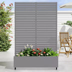Jardinière MAYEERTY avec treillis, gris fer, persiennes, style classique, 72 x 35 x 16 po, ensemble de 3 pièces