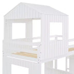 Luxystar Etagenbett aus Holz in Twin-über-Full-Größe mit Spielhaus, Rutsche und Schutzgittern