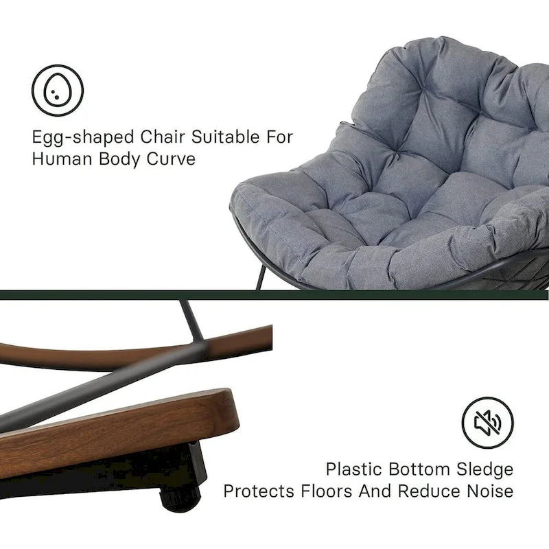 Fauteuil à bascule géant pour terrasse, fauteuil œuf freestyle d’intérieur et d’extérieur avec coussin, fauteuil lounge moderne rembourré pour le jardin et la cour