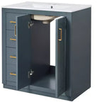 30 Einzelwaschbecken-Badezimmerwaschtisch mit Unterschrank und 3 Schubladen - Schwarz / Blau / Grün / Indigo / Weiß