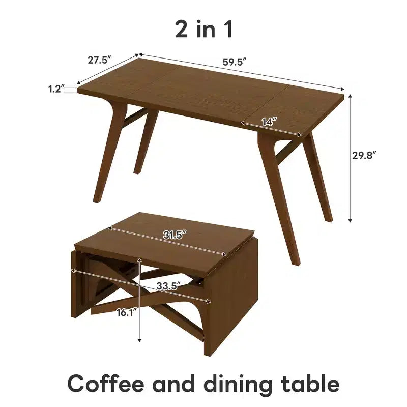 2-in-1-Couchtisch, ausziehbarer Esstisch, höhenverstellbarer Tisch für Zuhause und Büro, platzsparend – ModernLuxe