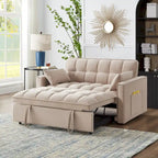 Loveseat-Schlafsofa 4-in-1 mit Armlehnen und Aufbewahrungstaschen, multifunktionales getuftetes Ausziehsofa mit verstellbarer Rückenlehne
