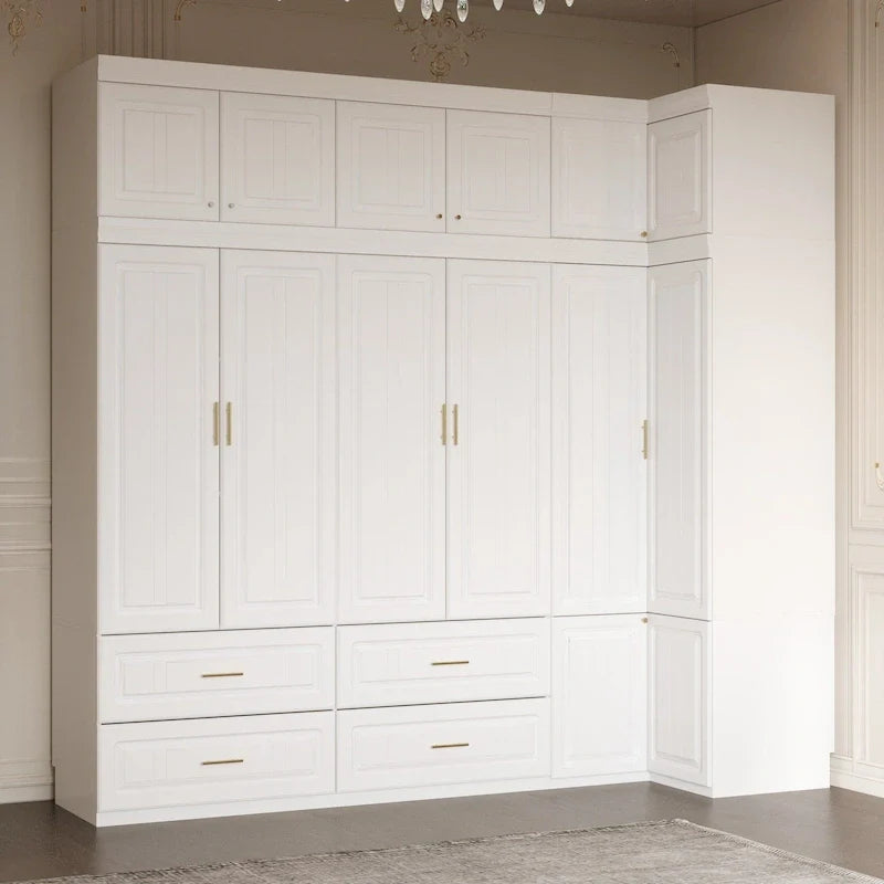 Armoire-penderie de 93,9/74,2 pouces de hauteur avec espace de suspension, tiroirs et rangements