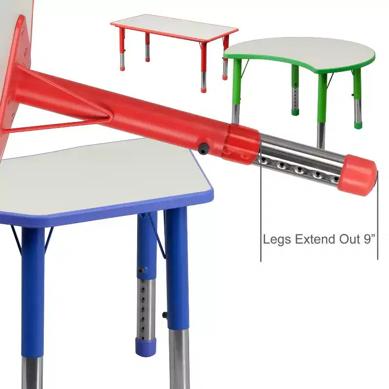 Ensemble table d’activités rectangulaire réglable en hauteur en plastique Emma and Oliver, 23,625 l x 47,25 L, avec 6 chaises
