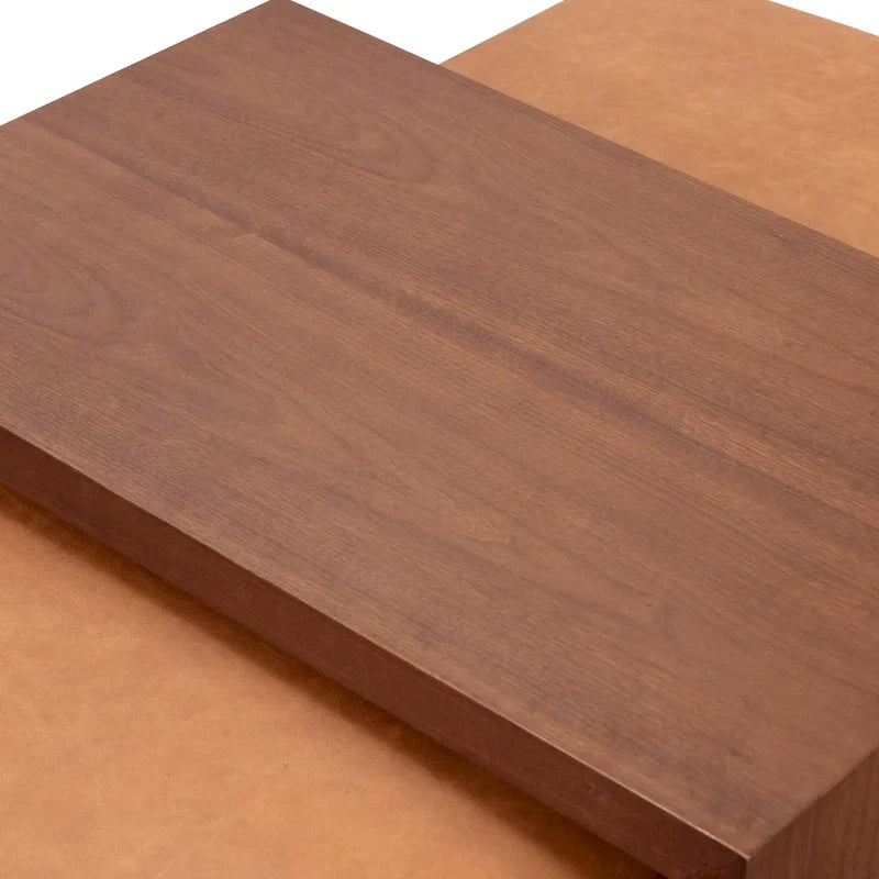 Pouf Poly & Bark Jarmo avec table en noyer réglable – véritable cuir italien pleine fleur