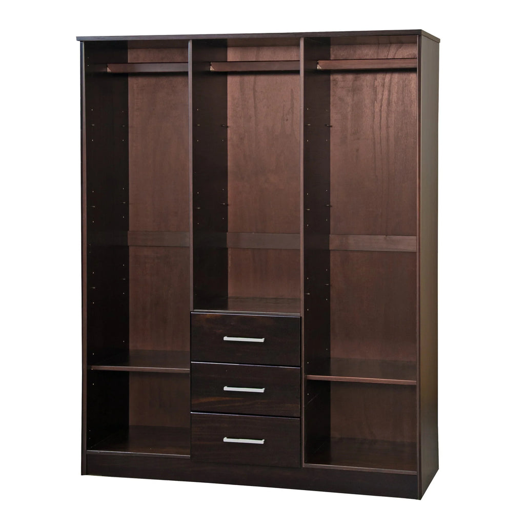 Palace Imports Cosmo kledingkast met 3 deuren, 100% massief hout, met deuren van massief hout of spiegelglas