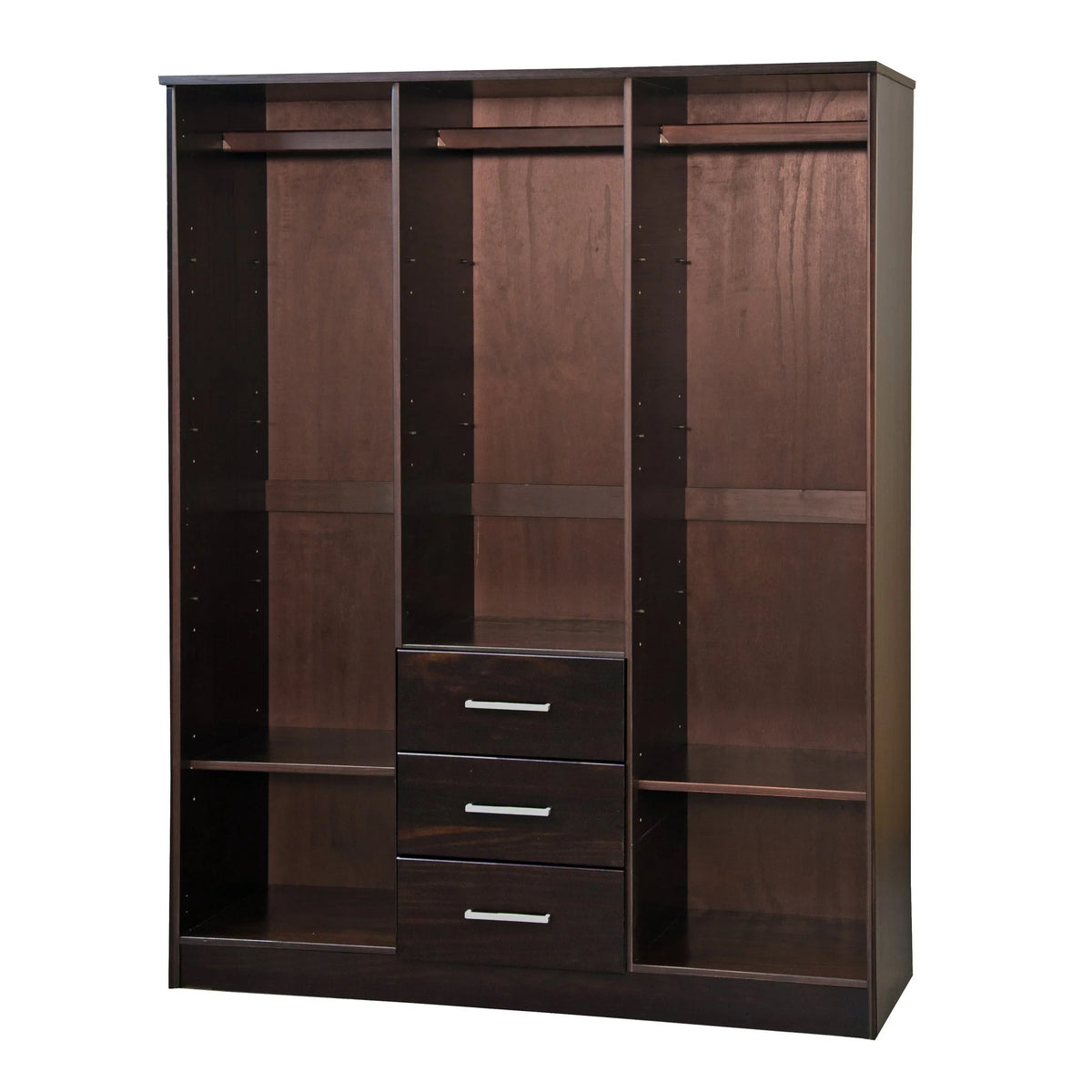 Palace Imports Cosmo kledingkast met 3 deuren, 100% massief hout, met deuren van massief hout of spiegelglas