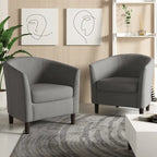 Ensemble de 2 fauteuils club modernes en lin, style tonneau
