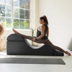 Avana Kami verstellbare Chaiselongue / Yoga und Massage – 2-in-1-Sitzhocker mit verborgenem ausklappbarem Yoga-Loungesessel, Mikrovelours – N/A