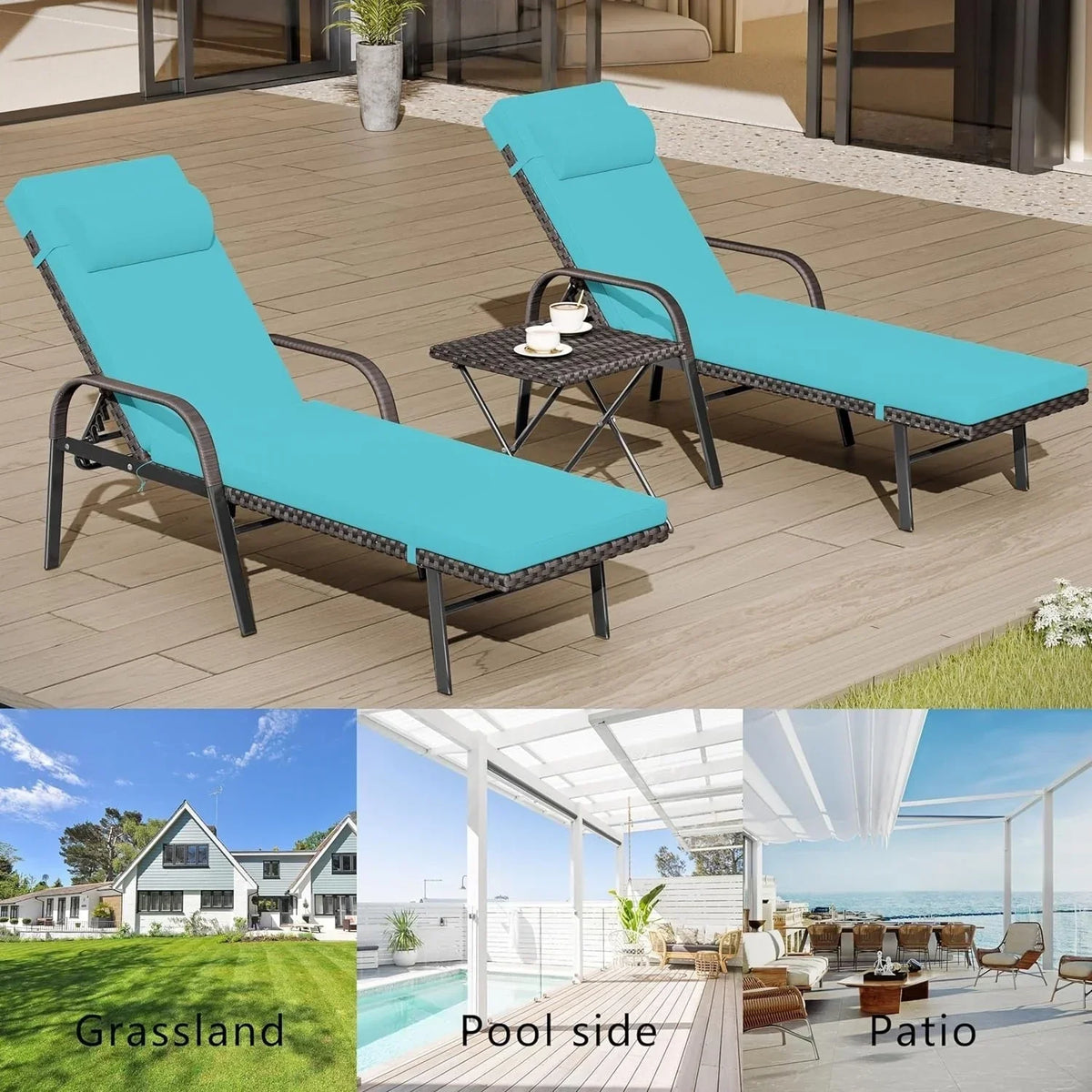 Kullavik 3-teiliges Outdoor-Loungesessel-Set