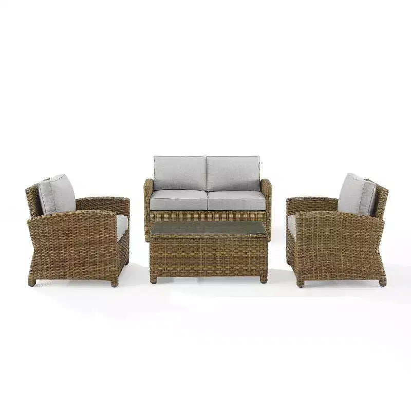 Ensemble de conversation 4 pièces Bradenton en résine tressée pour extérieur – Crosley