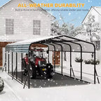 LinTimes Metall-Carport 12 x 24 Fuß mit verzinktem Stahldach, pulverbeschichtetem Rahmen und wasserabweisendem Unterstand für Fahrzeuge, Schutz im Außenbereich