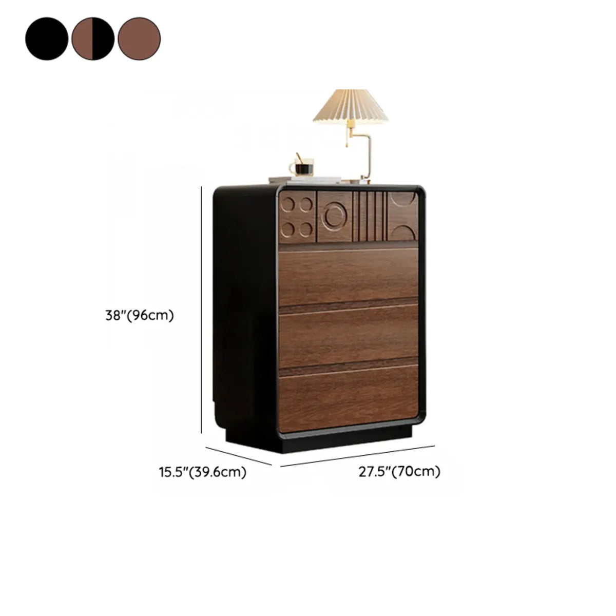 Von Art déco inspirierte Holzkommode mit geometrischen Schnitzereien