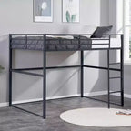 Twin Metal Loft Bed  Guard Rails & Flat Ladder