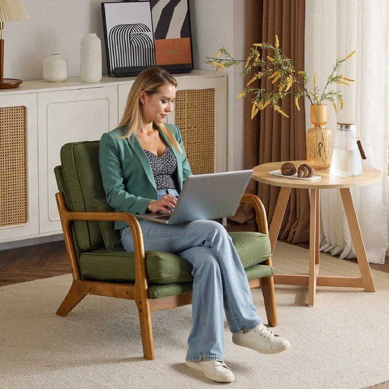 Moderner gepolsterter Akzentstuhl im Mid-Century-Stil