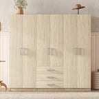 Armoire de rangement en bois à 6 portes avec 3 grands tiroirs pour chambre