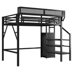 Okak 94-Zoll-Hochbett in Twin-Größe mit Kleiderschrank, Twin-Bett mit Ablagefächern und Korb, Bettgestell für Schlafzimmer und Wohnheim