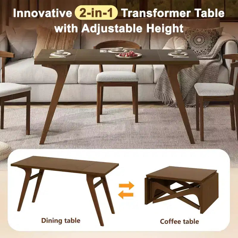 2-in-1-Couchtisch, ausziehbarer Esstisch, höhenverstellbarer Tisch für Zuhause und Büro, platzsparend – ModernLuxe