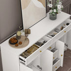 59,1-inch wit buffetdressoir, modern uit het midden van de eeuw, eigentijds, gelakt