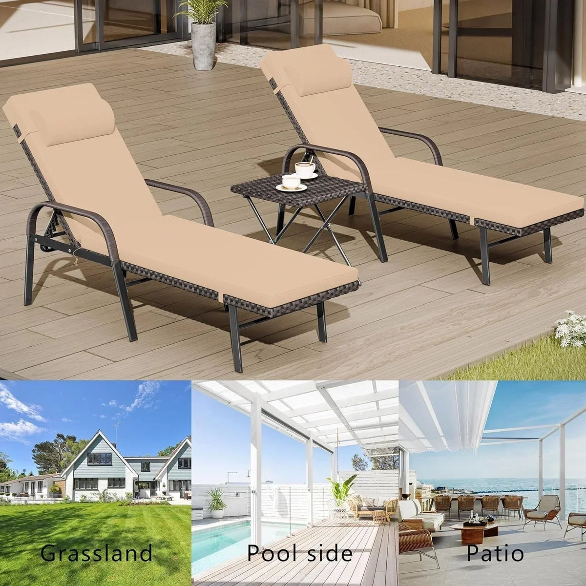 Kullavik 3-teiliges Outdoor-Loungesessel-Set