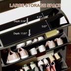Meuble à chaussures moderne blanc avec 3 tiroirs basculants, 2 petits tiroirs et crochets, meuble de rangement à chaussures étroit à façade cannelée pour entrée