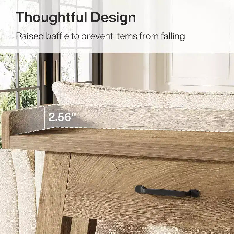 Table console Lantine à 2 niveaux avec 3 tiroirs, console de 70,9 avec rebord surélevé et étagères de rangement pour le salon, le couloir ou l’entrée