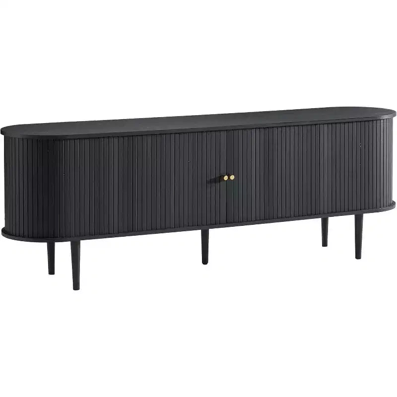 AMERLIFE tv-meubel voor 70-inch tv met poten van massief hout, moderne tv-console in mid-century-stijl met tambourdeur