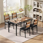 Ensemble de table à manger pour 4 personnes avec 4 chaises rembourrées, ensemble de table de cuisine en bois de 5 pièces avec protection d’angle pour cuisine, appartement ou petit espace