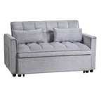 Modernes ausziehbares Schlafsofa, 3-in-1-Schlafsofa mit verstellbarer Rückenlehne, Samt-Loveseat, Kissen und Seitentaschen