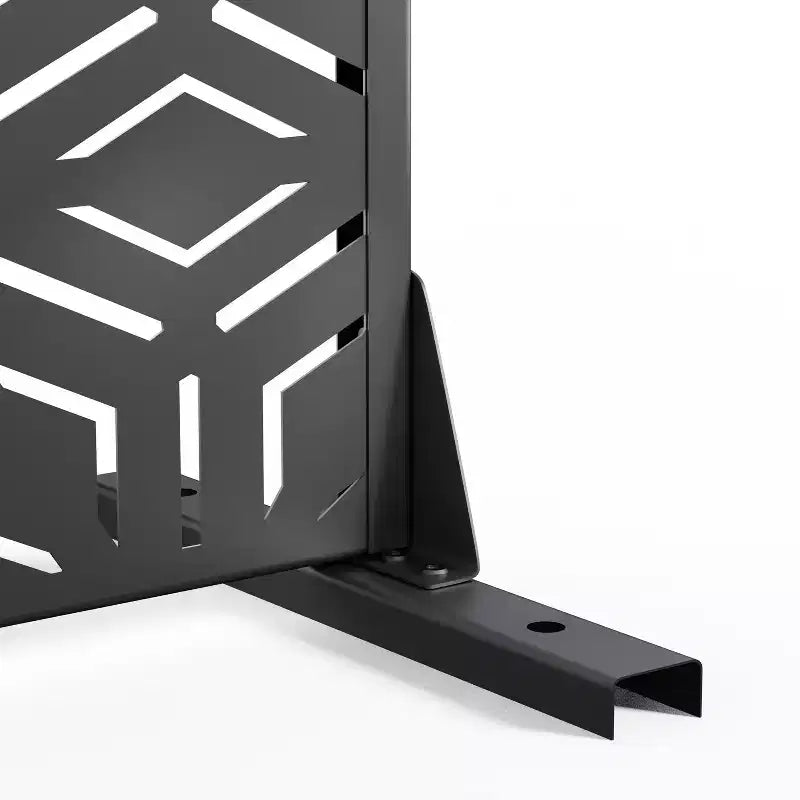 3-Panel Room Divider Screen with Geometric Pattern ?C Black Galvanized Steel