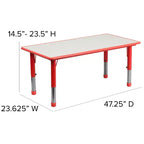 Ensemble table d’activités rectangulaire réglable en hauteur en plastique Emma and Oliver, 23,625 l x 47,25 L, avec 6 chaises